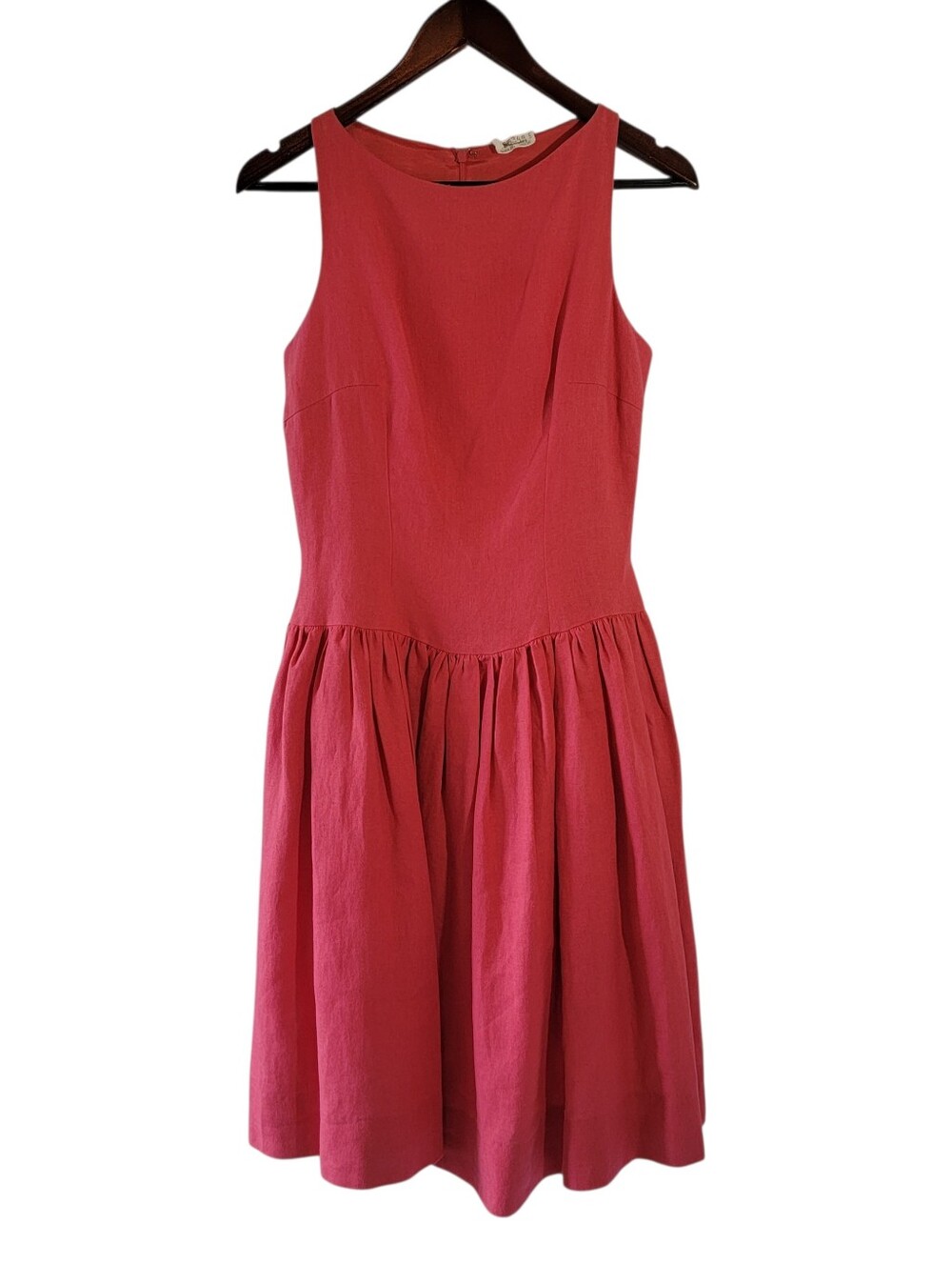 VTG Tracy Michael Red Jambu Italian Linen Fit & Flare Dress Sz  8 Sleeveless USA